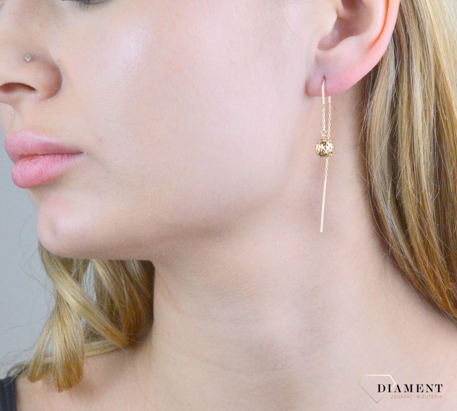 Kolczyki złote przeciągane ażurowe kulki próba 375, KL 9998 375.jpg